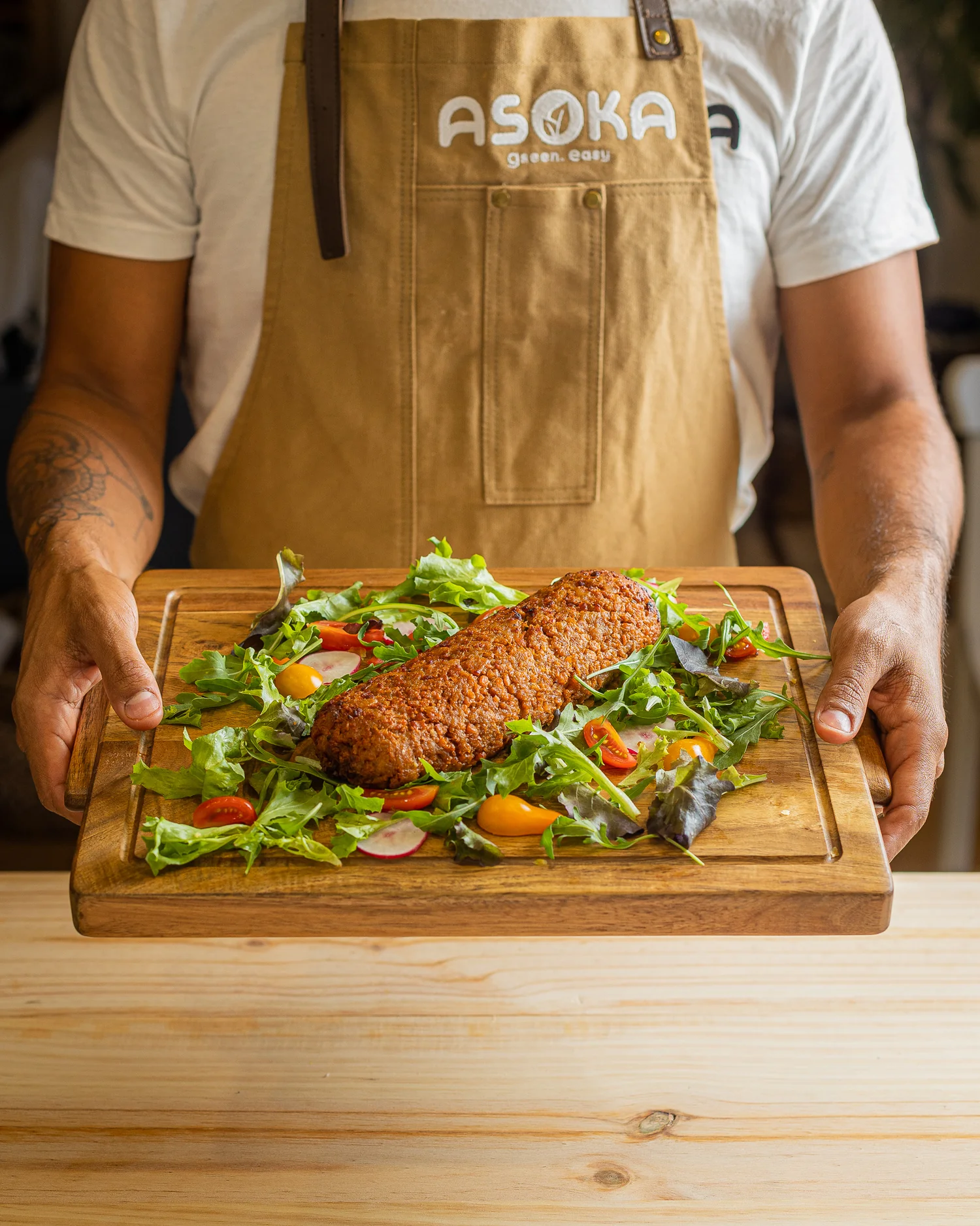 ASÖKA plant-based food, prepared in the kitchen
